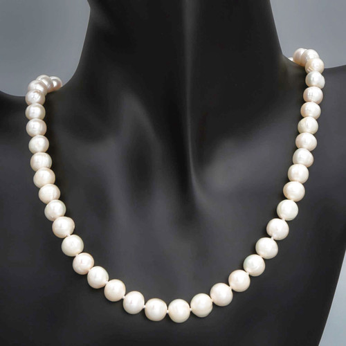 Princess Freshwater Pearl Beaded Necklace with Sterling Silver Clasp On Mannequin Close up
