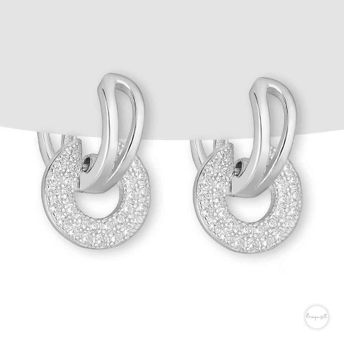 Sterling Silver Cubic Zircon Circle Hoop Earrings