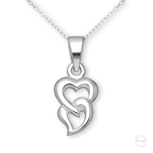 Sterling Silver Linked Hearts Necklace Close up