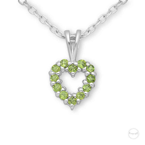 Sterling Silver Peridot Heart Pendant