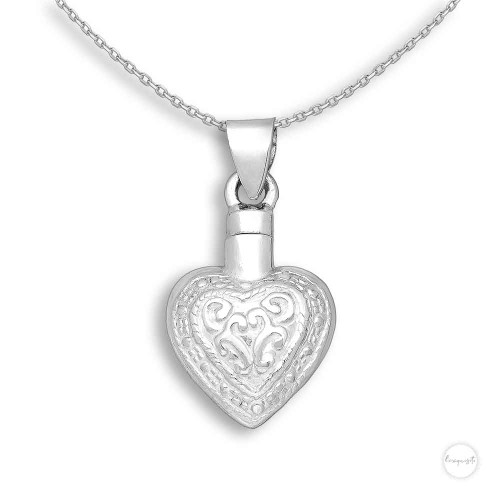 Lexquisite Sterling Silver Engraved Forever Heart Urn Keepsake Pendant