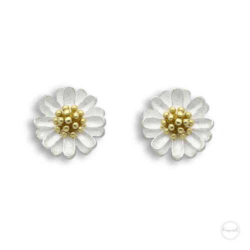 Lexquisite Sterling Silver 14K Gold Plated Blooming Flower Earrings