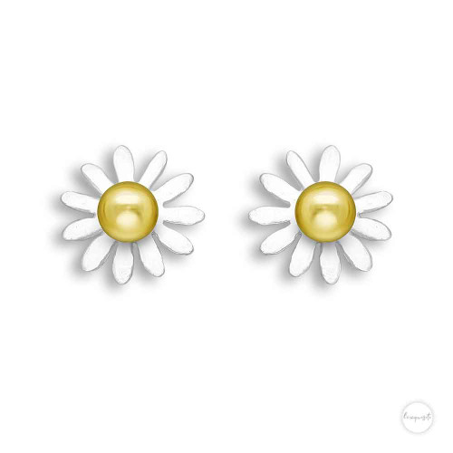 Lexquisite Sterling Silver 14K Gold Plated Daisy Earrings