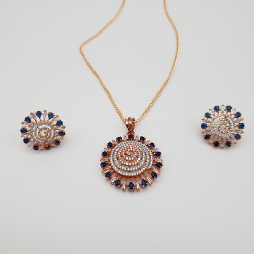 Cosmos Pendant and Earring Set in Rose gold
