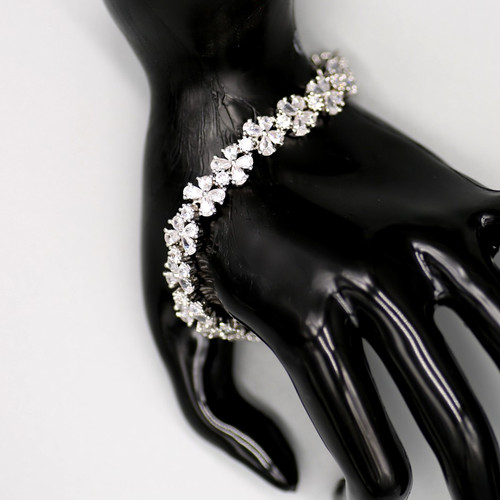 Fleur Tennis Bracelet in Silver Finish