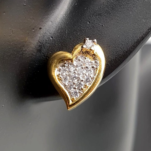 Shimmering Hearts Stud Earrings in Dual Finish