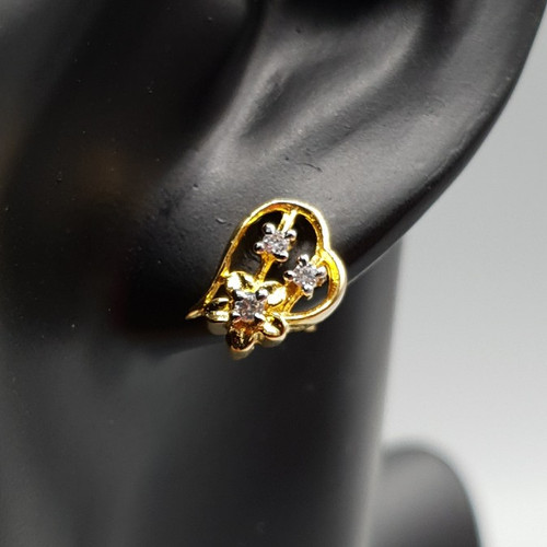 Flowering Heart Stud Earrings in Gold Finish