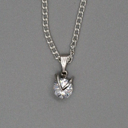 Chevron Pendant Necklace in Silver Close up