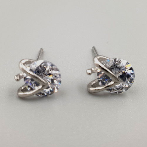 Chevron Stud Earrings in Silver