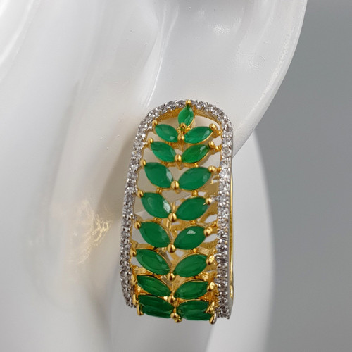 Green Vine Hoops in Gold finish On Mannequin Close up