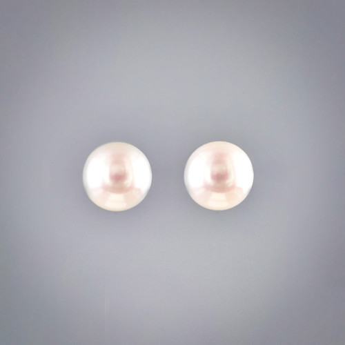 Sterling Silver Classic White Freshwater Pearl Stud Earrings