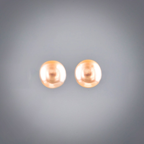Sterling Silver Classic Peach Freshwater Pearl Stud Earrings