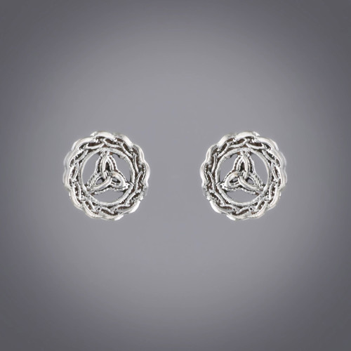 Sterling Silver Celtic Trinity Knot Stud Earrings Close up