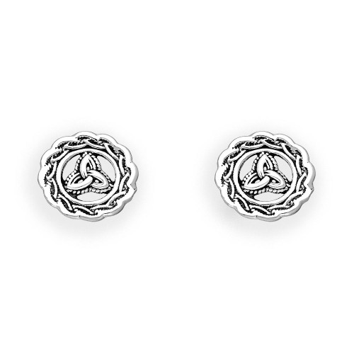 Sterling Silver Celtic Trinity Knot Stud Earrings Close up
