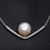 Sterling Silver Freshwater Pearl & Cubic Zircon Chevron Necklace On Mannequin Close up