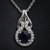 Sterling Silver Round Blue Sapphire with Cubic Zircons Halo Necklace On Mannequin Close up