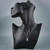 Sterling Silver Round Blue Sapphire with Cubic Zircons Halo Necklace On Mannequin