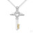 Sterling Silver Cubic Zircon Dual Tone 18K Gold Plated Key To The Heart Necklace  with Silver Chain