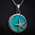 Sterling Silver Blue Opal Starfish Pendant On Mannequin Close up