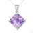 Sterling Silver Amethyst Cushion Cut Solitaire  Necklace  Close up