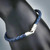 Navy Blue Braided Leather Bracelet with Silver-Plated Lobster Clasp on Mannequin Close up
