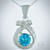 Swiss Blue Topaz and Cubic Zirconia Criss-Cross Halo Pendant in Sterling Silver Close up