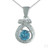 Swiss Blue Topaz and Cubic Zirconia Criss-Cross Halo Pendant in Sterling Silver With Chain