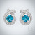 Swiss Blue Topaz and Cubic Zirconia Criss-Cross Halo Earrings in Sterling Silver Close up