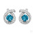 Sterling Silver Swiss Blue Topaz & Cubic Zircon Criss Crossed Halo Earrings Close up