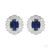Radiant Blue Sapphire and Cubic Zirconia Halo Stud Earrings in Sterling Silver Close Up