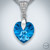 Ocean Blue Austrian Crystal Heart Necklace in Sterling Silver Close Up