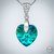 Sterling Silver Peacock Blue Fine Austrian Crystal Heart Pendant Necklace Close up