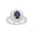 Sterling Silver Blue Sapphire & Cubic Zircon Radiant Halo Ring
