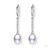 Sterling Silver Freshwater Pearl & Cubic Zircon Bar French Hook Drop Earrings