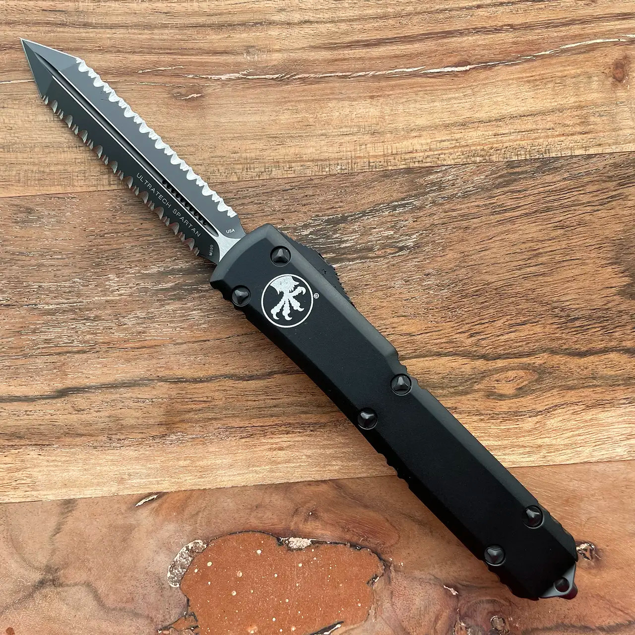 Microtech Ultratech Spartan Tactical Black Double Full Serrated 223-D3T ...