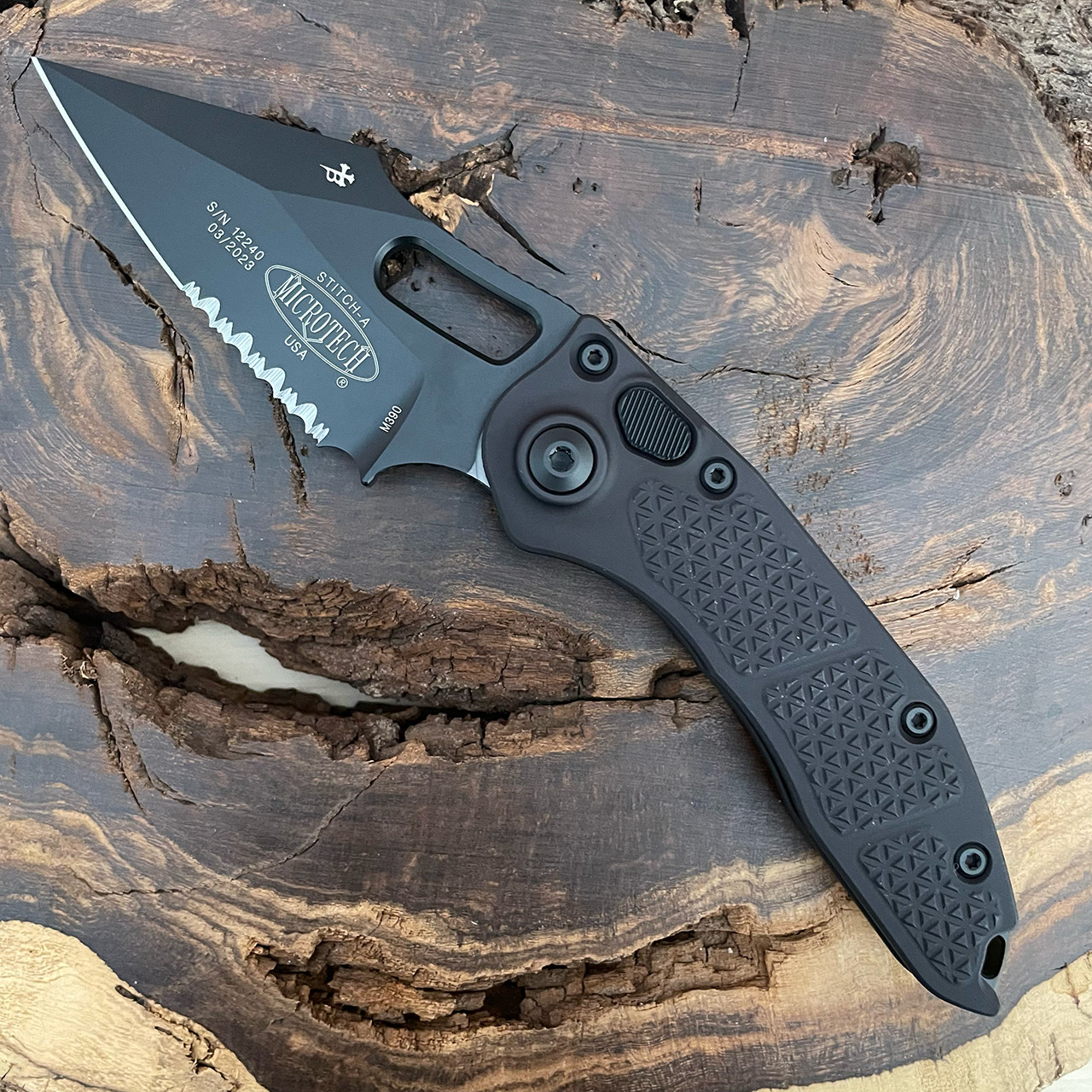 Microtech Borka Stitch Auto S/E Black Tactical Serrated 169-2T ...