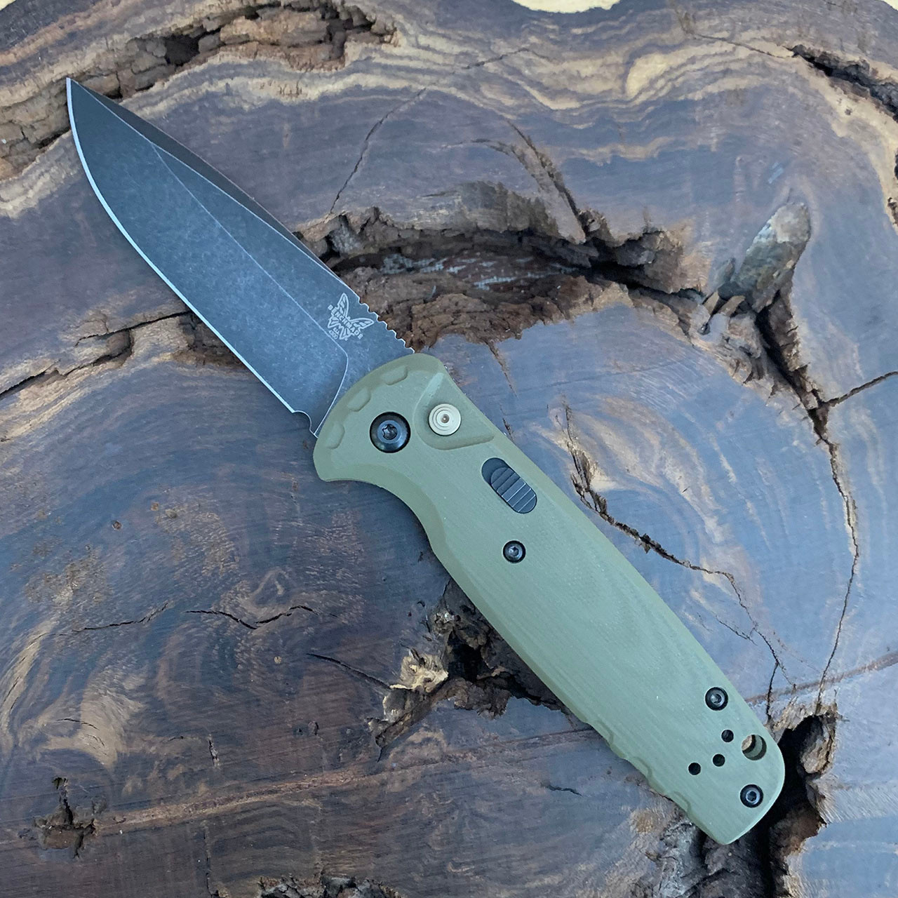 Benchmade CLA Auto OD Green G10 Handle Battlewash DLC Magnacut Blade