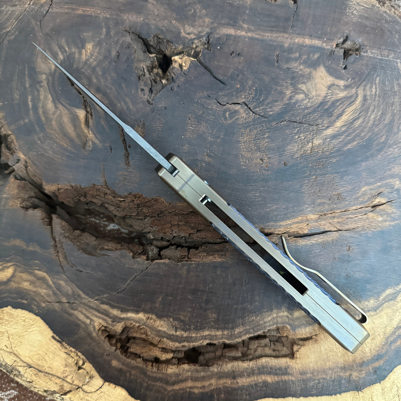Pro-Tech Godson 2024 Custom 004 Titanium Handle w/ Blue Textured