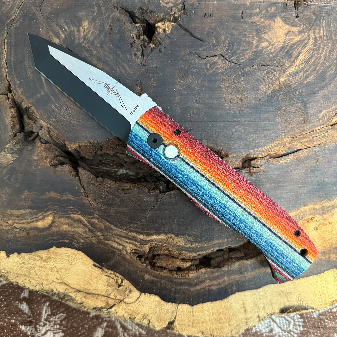 Pro-Tech Emerson CQC7 Auto Tanto Mexican Blanket Unique Micarta
