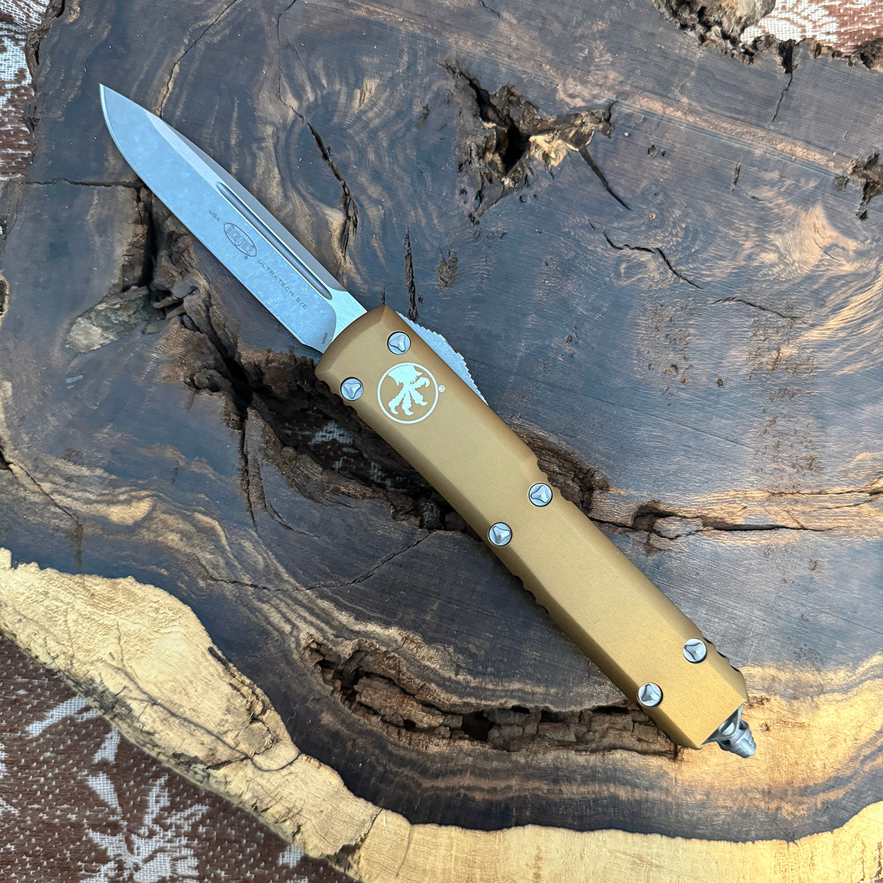 Microtech Ultratech S/E Tan Handle Apocalyptic Standard Blade 121