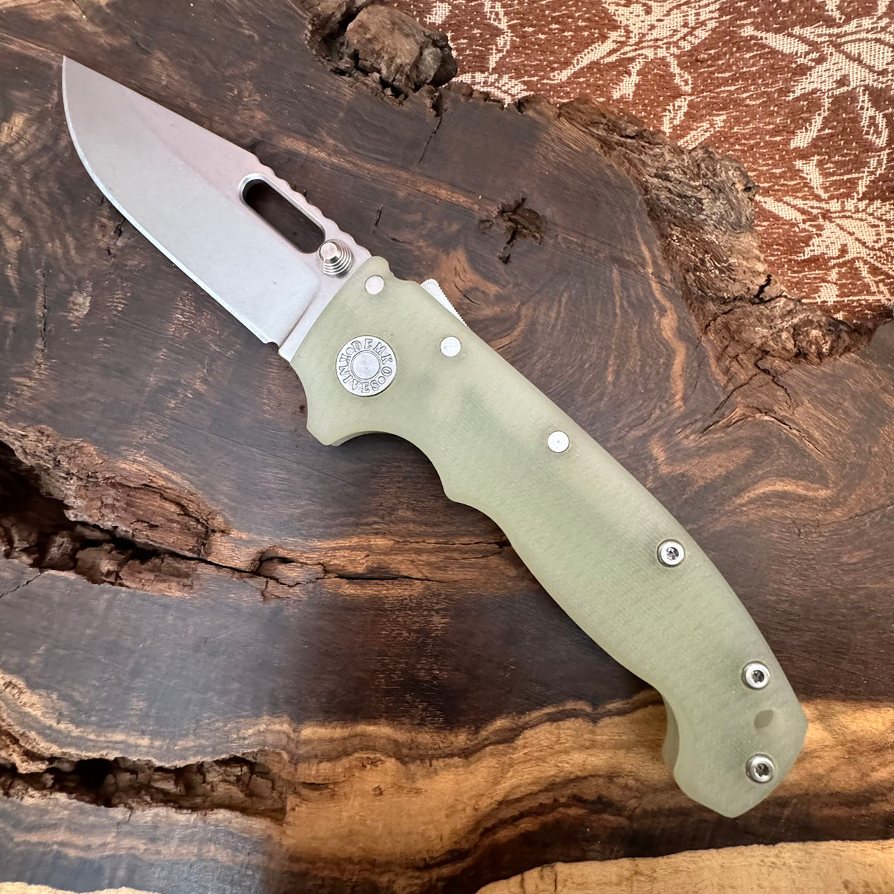 Demko MG AD20S Shark Lock Natural G10 Handle Stonewash Clip Point
