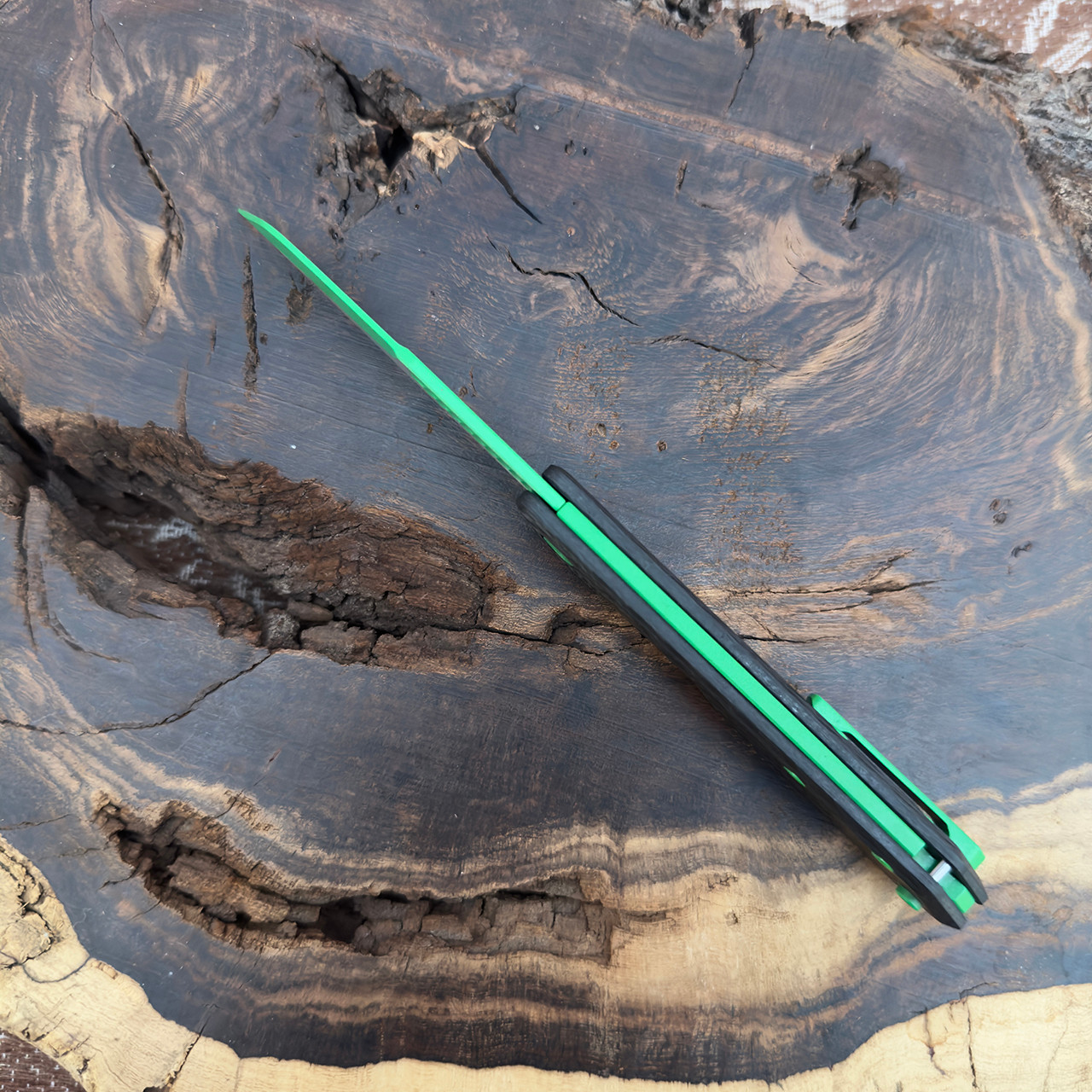Heretic Knives Jinn Slip Joint Carbon Fiber Handle Toxic Green