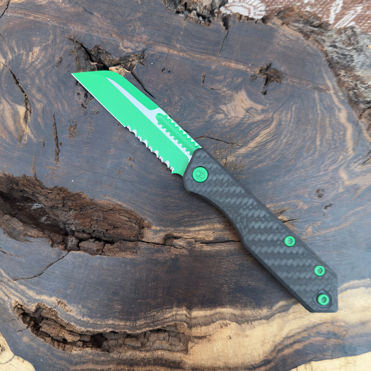 Heretic Knives Jinn Slip Joint Carbon Fiber Handle Toxic Green