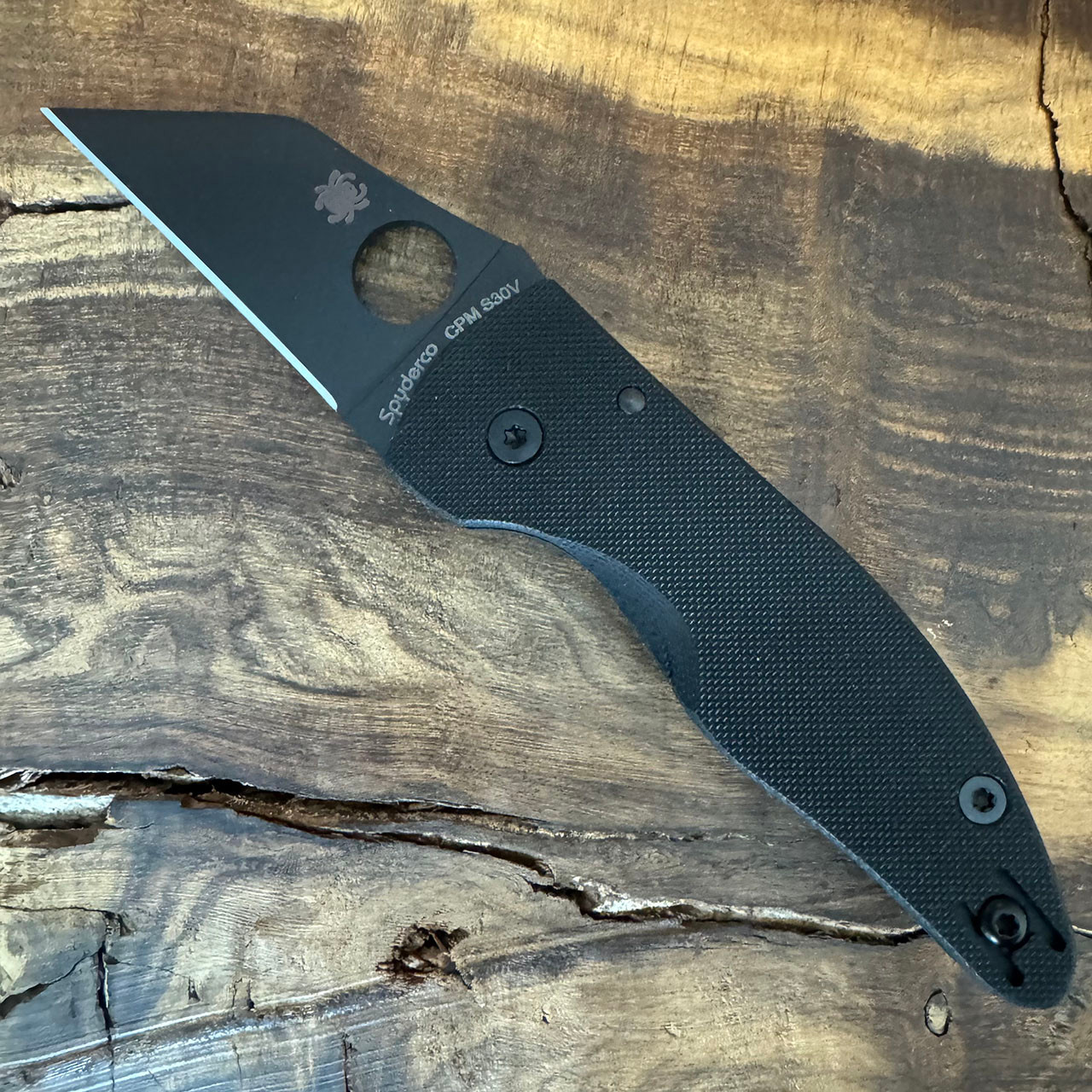 Spyderco MicroJimbo Compression Lock Black G-10 Handle Black Blade