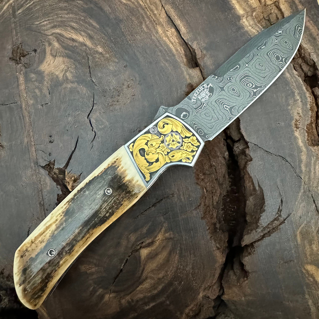 Pro-Tech Terzuola ATCF Ultimate Custom Steel Handles Hand Engraved