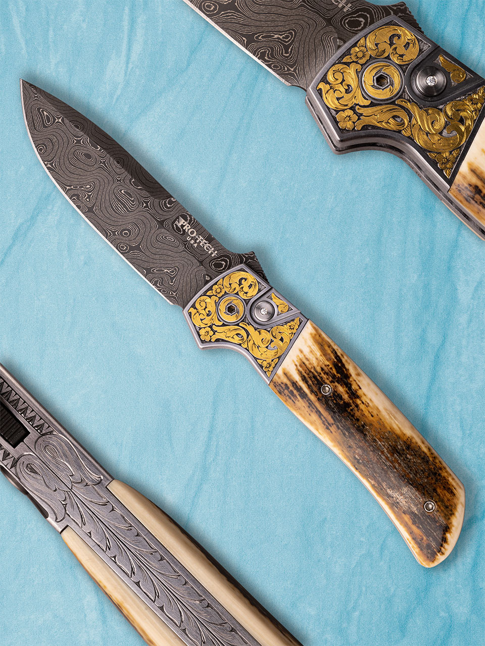 Pro-Tech Terzuola ATCF Ultimate Custom Steel Handles Hand Engraved