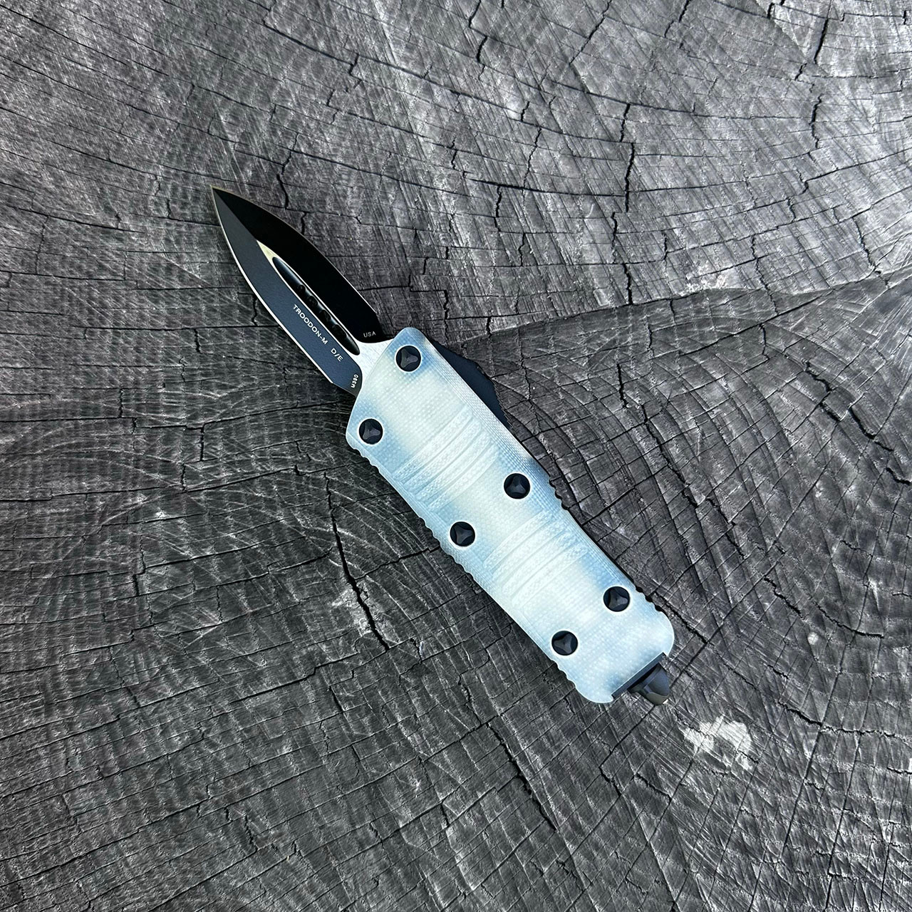 Microtech Mini Troodon D/E Jade G10 Top Black Standard Signature