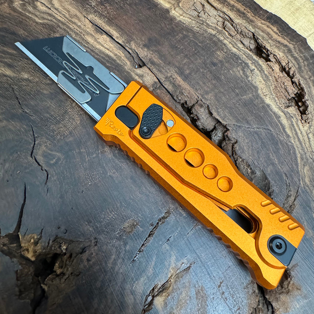 Reate EXO-U Utility Gravity Knife Orange Aluminum Speed Hole