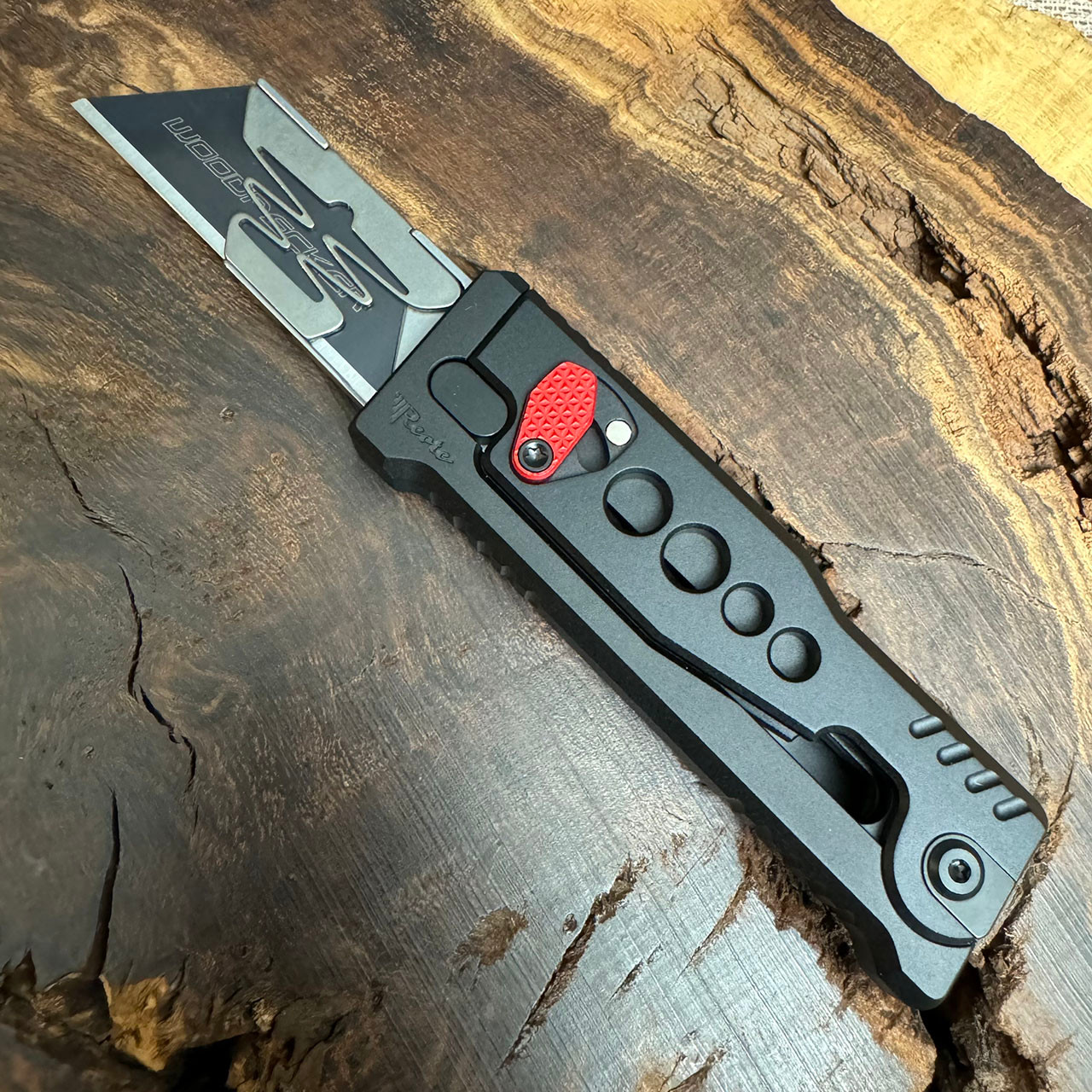 はさみ・カッター reate exo-u Reate EXO-U Utility Gravity Knife Black Aluminum Speed Hole