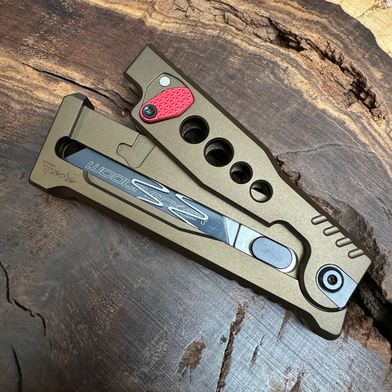 Reate EXO-U Utility Gravity Knife Copper Aluminum Speed Hole